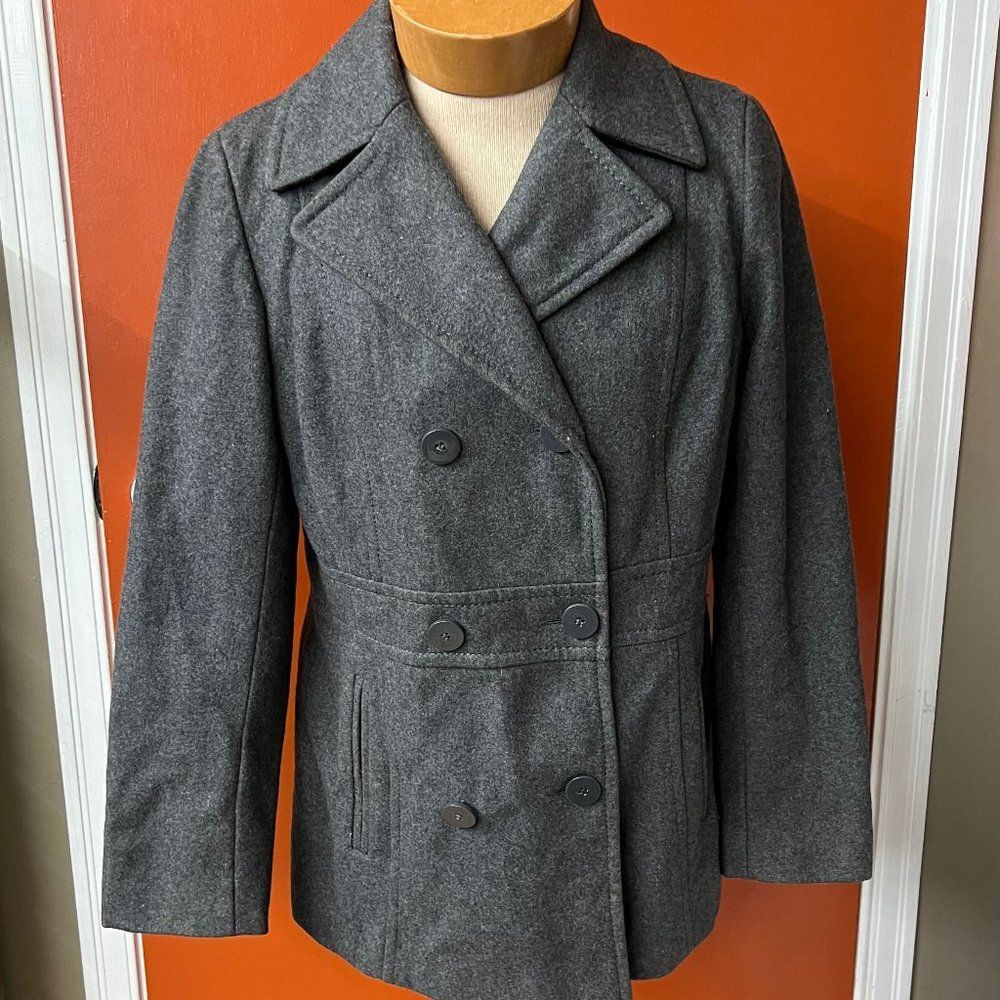 Kenneth Cole Reaction Women's Double Breasted Wool Blend Pea Coat Size 12